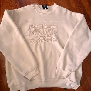Cracker Barrel Sweatshirts Vintage Unisex XL Cream 25th Anniversary Embroidered